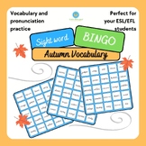 Autumn Vocabulary Sight Word Bingo game - Spelling and pro