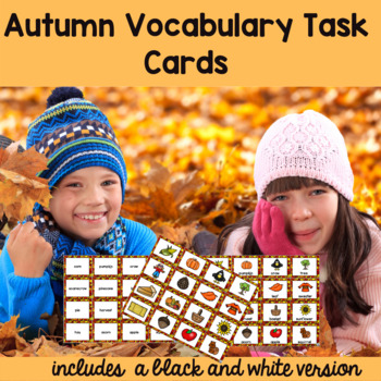 Vocabulary Task Cards Activities For Autumn by Diamond Mom | TPT