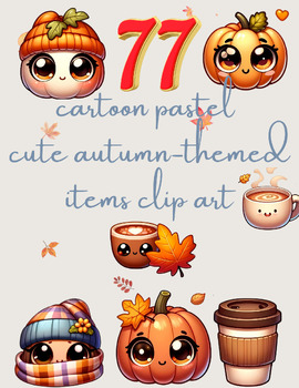 Preview of Autumn Whimsy: Pastel Cartoon Clip Art Collection