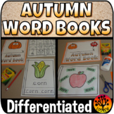 Autumn Word Books Differentiated No Prep Cut Paste Reading