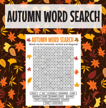 Preview of Autumn Word Search - Fall and Thanksgiving Activities