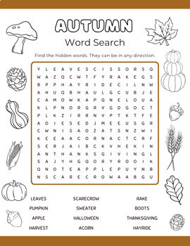 Autumn Word Search (Free!) by Little Wonder Scribbles | TPT