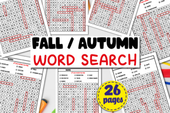 Preview of Autumn Word Search Puzzle Worksheet | Fall vocabulary activities | Puzzle Book