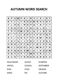 Autumn Word search by A Day In The Sun | TPT