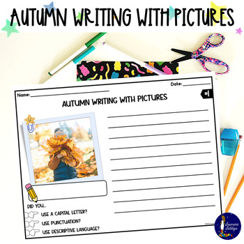 Preview of Autumn Writing With Pictures Printable and Digital BOOM Cards