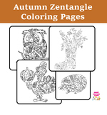 Autumn Zentangle Coloring pages, Fall mandala coloring sheets