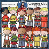 Autumn kids clip art-Color and B&W