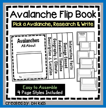 Preview of Avalanche Flip Book, Mountain Research Project, Natural Disaster Science Report