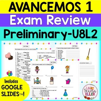 Preview of Avancemos 1 Spanish Final Exam Review Study Guide BUNDLE Google Slides™