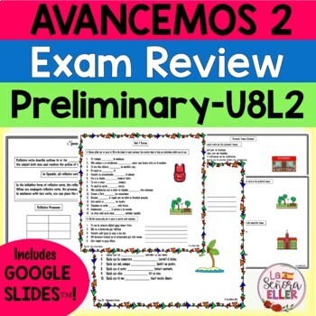 Preview of Avancemos 2 Spanish Final Exam Review Study Guide BUNDLE Google Slides™