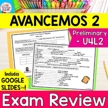 Preview of Avancemos 2 Spanish Final Exam Review Study Guide Print Digital Google Slides™