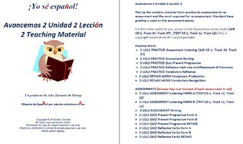 Preview of Avancemos 2 Unidad 2 Lección 2 Teaching Material