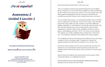 Preview of Avancemos 2 Unidad 3 Lección 1 Lessons/Notes/Study Guides