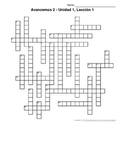Avancemos 2, Unit 1 Lesson 1 (1-1) Crossword Puzzle