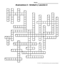 Avancemos 2, Unit 2 Lesson 2 (2-2) Crossword Puzzle