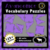 Avancemos 3 Spanish Vocabulary Puzzles (Entire Textbook)