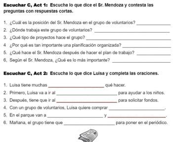 Avancemos 3 Unidad 2 Lección 1 - Listening Activities by Team Hartz