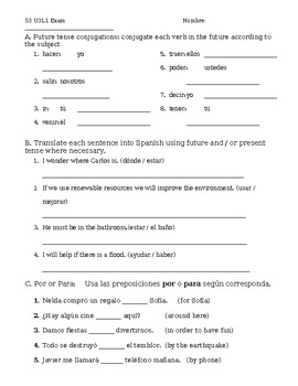 Avancemos 3 Unit 3 Lesson 1 Por vs Para Basketball Game Practice Activity  Slides