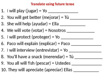 Avancemos 3 Unit 3 Lesson 1 Future Tense Por vs. Para PowerPoint warmups