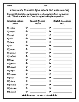 avancemos 4 unit 2 lesson 1 vocabulary word unscramble by save me spanish