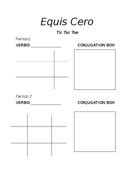 Preview of Tic Tac Toe- Equis cero- Conjugation Game