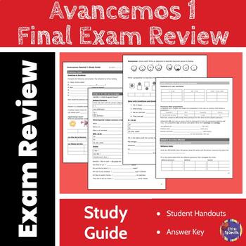 Preview of Avancemos Spanish 1 Final Exam Review Guide Packet - Units 1-8 with Key