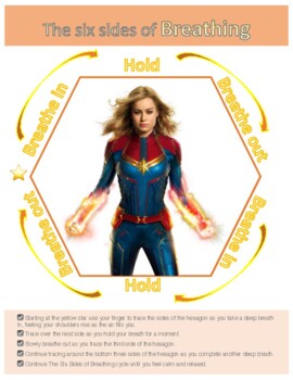 Preview of Avengers Capt. Marvel Emotional Regulation Breathing guide poster