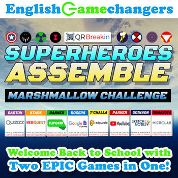 Preview of Superheroes Meet The Marshmallow Challenge: Growth Mindset Back-to-School BUNDLE