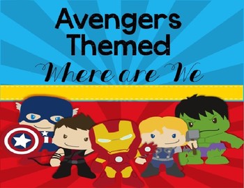 Super Hero Avengers- Where are we labels *Editable by Bilingual Schoolhouse