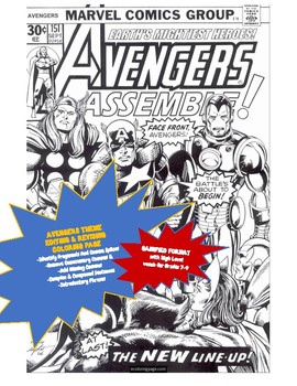 Preview of Avengers Theme - Revising Coloring Page OR GAME | Commas - Fragments | #Gamified