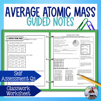 Preview of Average Atomic Mass Guided Notes Lesson and Worksheet