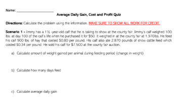 Preview of Average Daily Gain, Cost & Profit Bundle