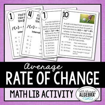 Preview of Average Rate of Change | Math Lib Activity