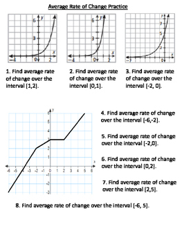 average rate of change worksheet homework #5
