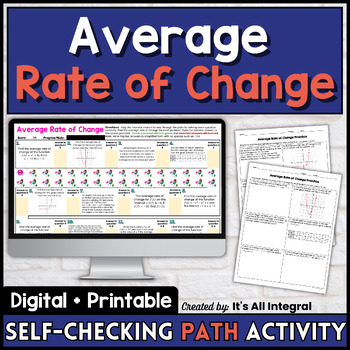 Preview of Average Rate of Change Self-Checking Path Activity | Digital & Print