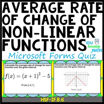 Preview of Average Rate of Change of Non-Linear Functions - Microsoft OneDrive Forms Quiz