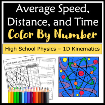 Preview of Average Speed, Distance, & Time Color By Number - No Unit Conversions - Physics