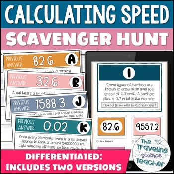 Preview of Average Speed, Distance, and Time Calculation Practice Scavenger Hunt Activity