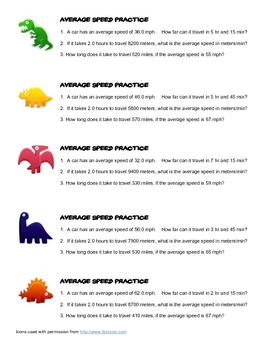 Average Speed Practice Problems for 5 groups by Lisa ...