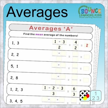 Preview of Averages (12 distance learning worksheets for Numeracy) Mean Median Mode & Range