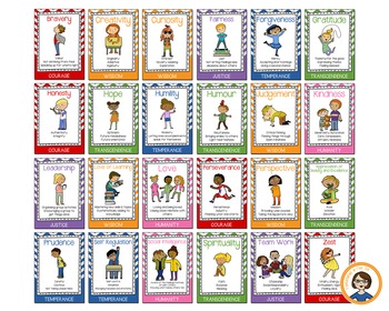 character strengths strength posters poster positive psychology education virtues leadership students cards learning teacherspayteachers grade student social human teamwork activities