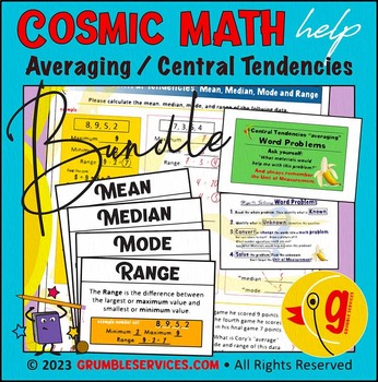 Preview of Averaging & Central Tendencies: Mean Median Mode Range pages & Word Problems