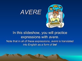 Preview of Avere expressions Powerpoint