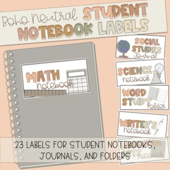Preview of Avery Student Notebook Labels: Neutral Boho Theme