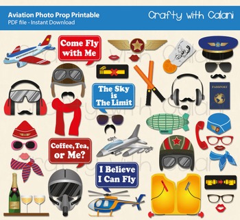 Aviation Themed Photo Booth Prop 44 Ready To Print Images Tpt