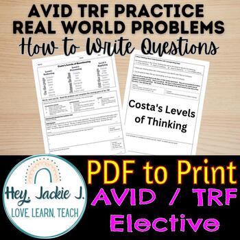 Preview of Avid PDF Printable Trf Practice Costa Question Riddles Tutorials Middle High
