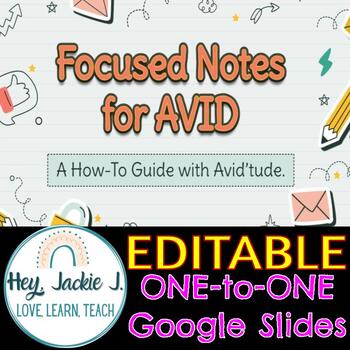 Preview of Avid Study Skills How To Focused Notes Lesson Elective Google Slides Editable 
