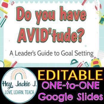 Preview of Avid'tude Attitude Leadership Lesson Goal Setting Avid Study Skills Editable Fun