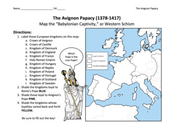 Preview of Avignon Papacy & Western Schism Map and Questions / Papal Babylonian Captivity