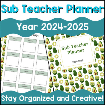 Preview of Substitute plans template, editable calendar 2024, sub plans template, teacher